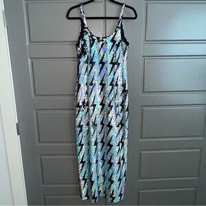 Any Old Iron iridescent sequin lightning bolt gown
